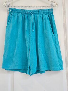 Fresh Produce 100% cotton, 5" inseam turquoise shorts